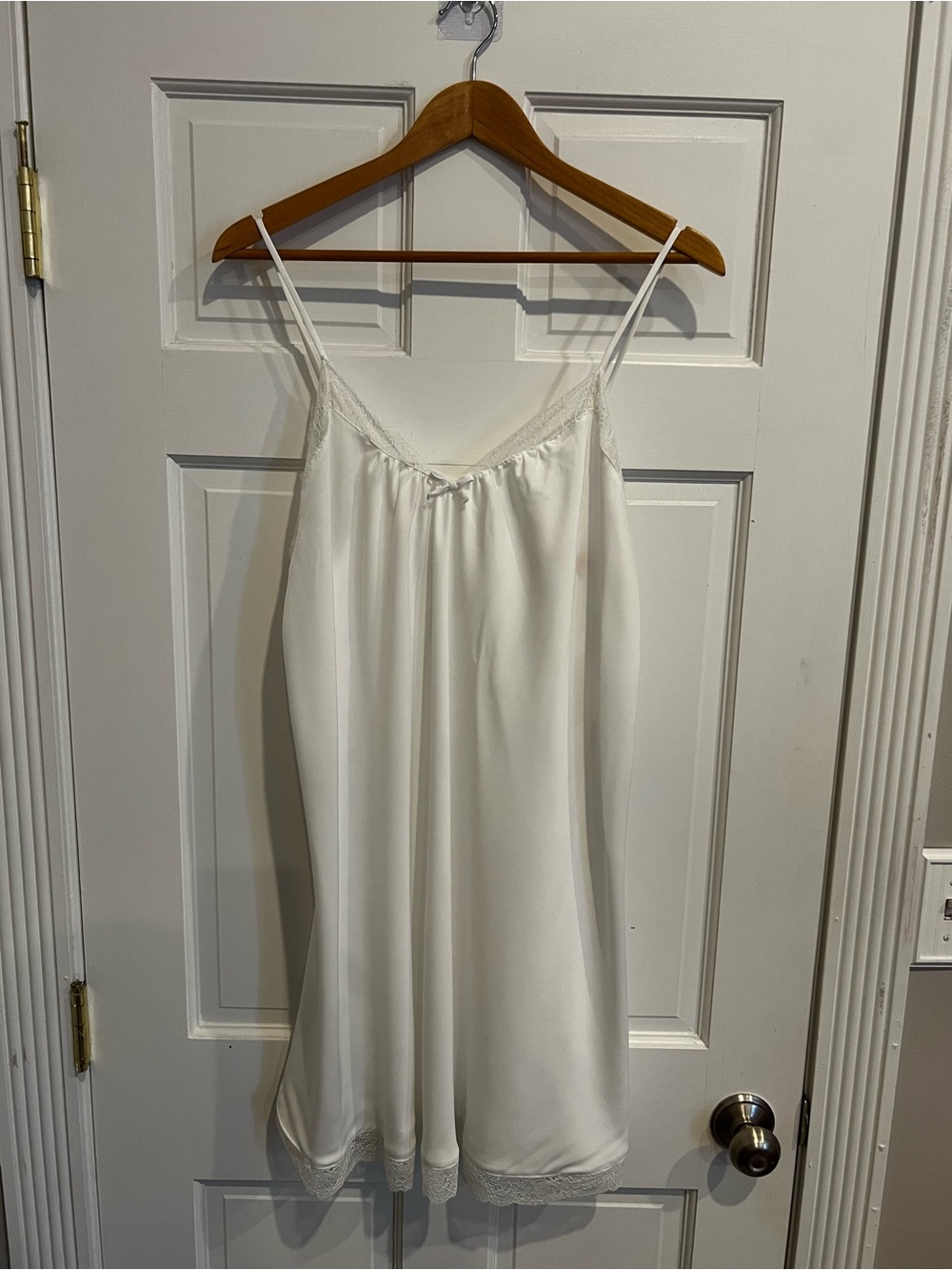 Kate Spade White Satin Sleep Chemise Lace Trim NWOT